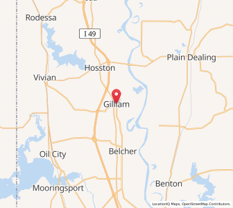 Map of Gilliam, Louisiana