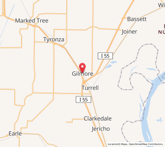 Map of Gilmore, Arkansas