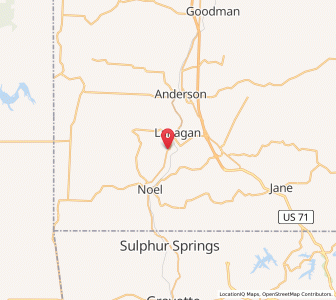 Map of Ginger Blue, Missouri
