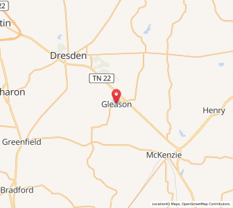 Map of Gleason, Tennessee