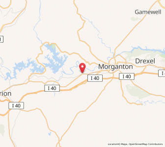 Map of Glen Alpine, North Carolina