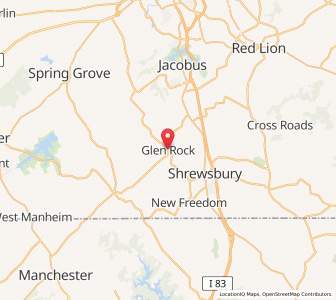 Map of Glen Rock, Pennsylvania