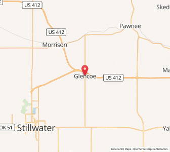 Map of Glencoe, Oklahoma