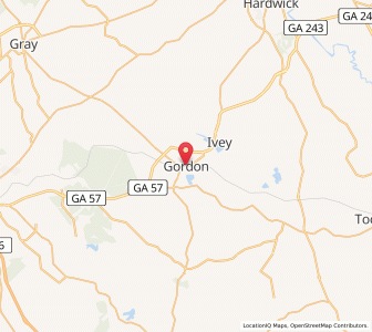Map of Gordon, Georgia