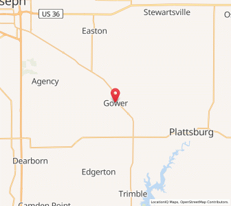 Map of Gower, Missouri