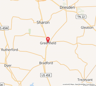 Map of Greenfield, Tennessee