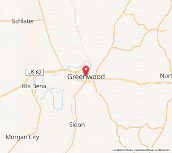 Map of Greenwood, Mississippi