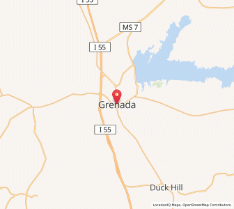 Map of Grenada, Mississippi
