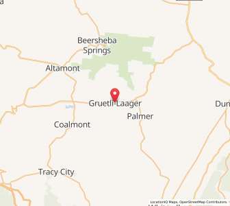 Map of Gruetli-Laager, Tennessee