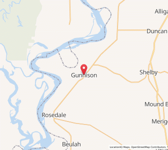 Map of Gunnison, Mississippi