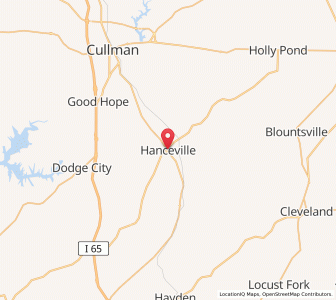 Map of Hanceville, Alabama
