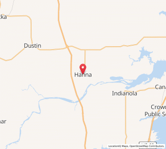 Map of Hanna, Oklahoma