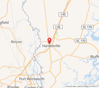 Map of Hardeeville, South Carolina