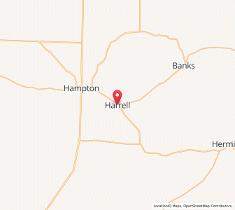 Map of Harrell, Arkansas