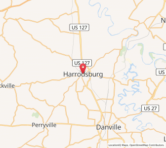 Map of Harrodsburg, Kentucky