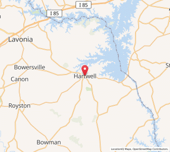 Map of Hartwell, Georgia