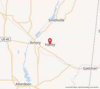 Map of Hatley, Mississippi