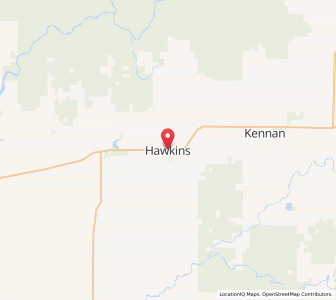 Map of Hawkins, Wisconsin