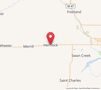 Map of Hemlock, Michigan