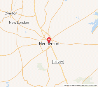 Map of Henderson, Texas