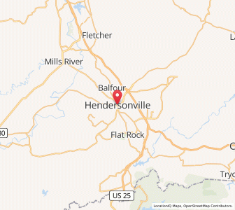 Map of Hendersonville, North Carolina