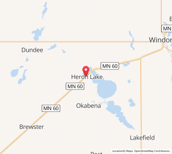 Map of Heron Lake, Minnesota