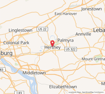 Map of Hershey, Pennsylvania