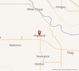 Map of Highland, Kansas