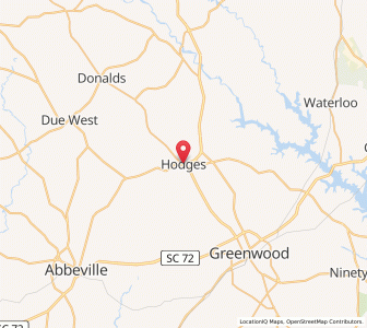 Map of Hodges, South Carolina