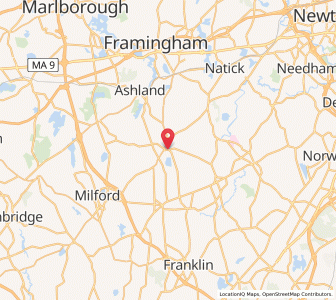 Map of Holliston, Massachusetts