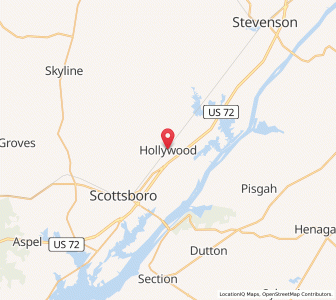 Map of Hollywood, Alabama