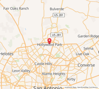 Map of Hollywood Park, Texas