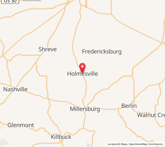 Map of Holmesville, Ohio