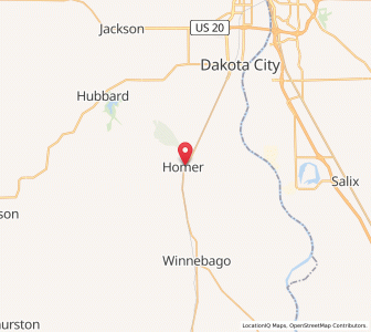 Map of Homer, Nebraska