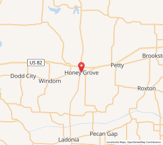 Map of Honey Grove, Texas