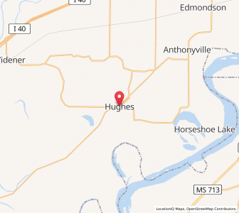 Map of Hughes, Arkansas