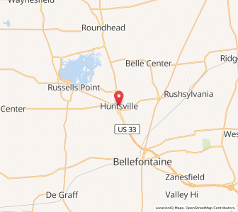 Map of Huntsville, Ohio