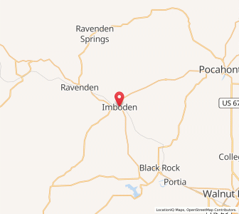 Map of Imboden, Arkansas