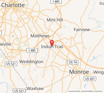 Map of Indian Trail, North Carolina