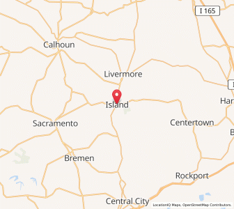 Map of Island, Kentucky