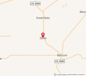 Map of Isola, Mississippi