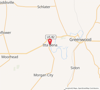 Map of Itta Bena, Mississippi