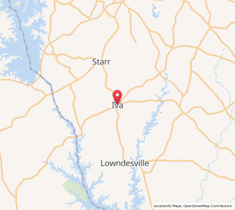 Map of Iva, South Carolina