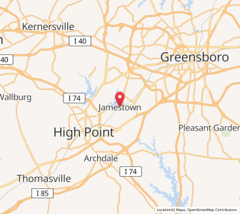 Map of Jamestown, North Carolina