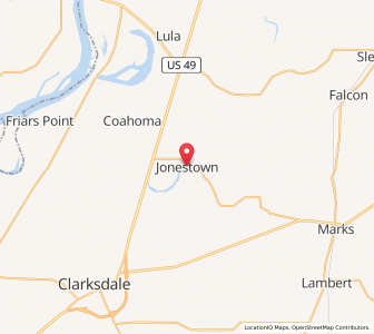 Map of Jonestown, Mississippi