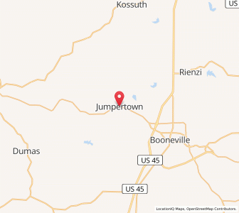 Map of Jumpertown, Mississippi