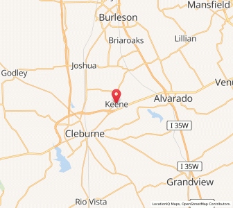 Map of Keene, Texas