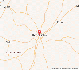 Map of Kosciusko, Mississippi