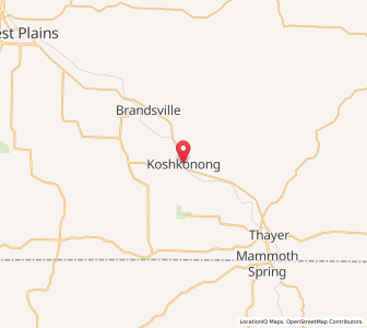 Map of Koshkonong, Missouri
