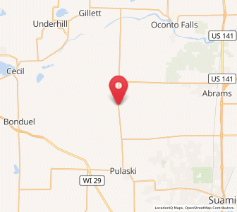 Map of Krakow, Wisconsin